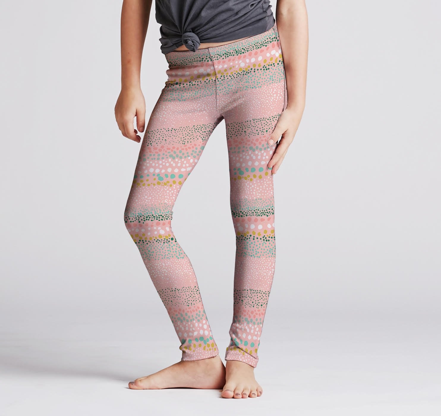 Youth Leggings, Textured Dots